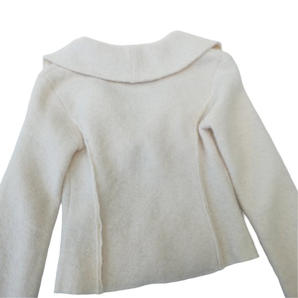 Icelandic Ivory Pure Vik WooL Cardigan Princess Seams Shawl Collar Single Button - Picture 2 of 6